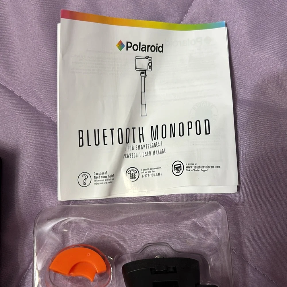 Polaroid Bluetooth Monopod with Black Handle and Silver Stick